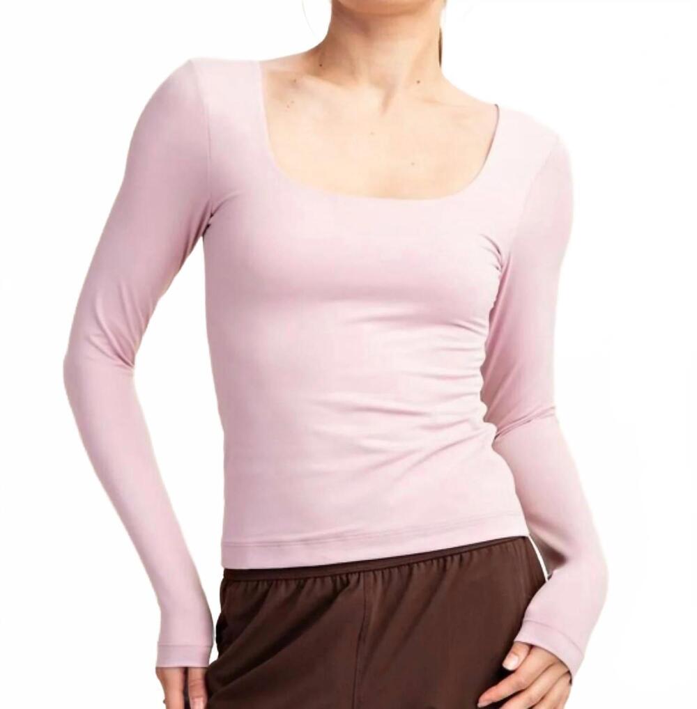 NEW RAE MODE basic square neck long sleeve tee in pink